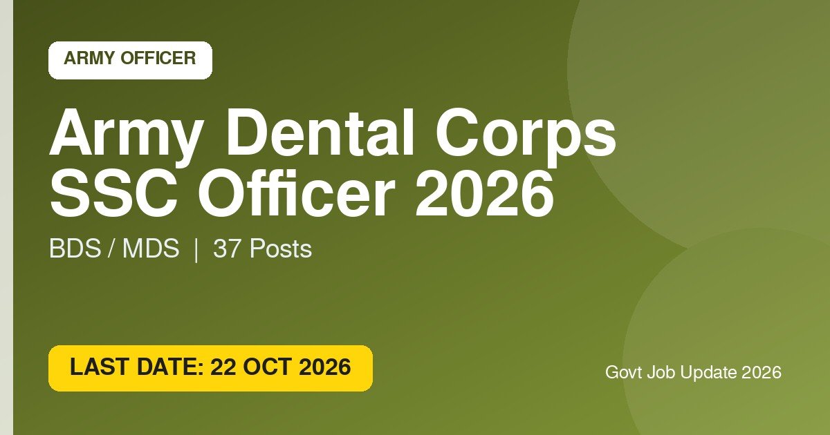 Army Dental Corps SSC 2026