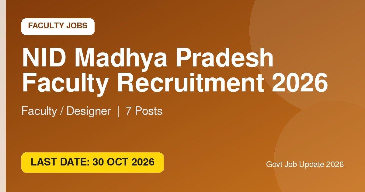 NID Madhya Pradesh Faculty Recruitment 2026