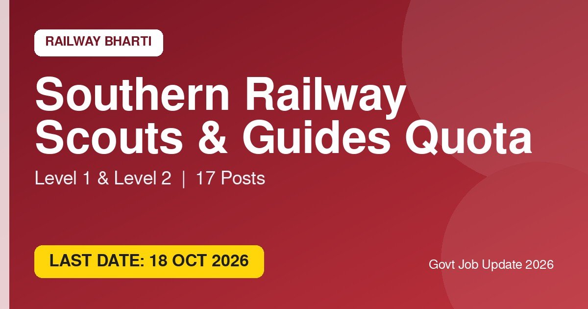 Southern Railway Scouts & Guides Quota Recruitment 2026-27